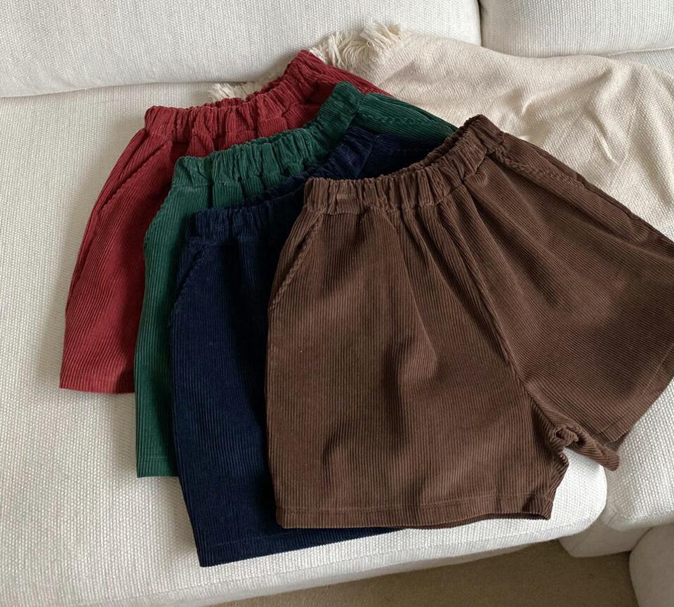 即日配送 コーデュロイショートパンツ・全4色・t66087 レディース 【pt】韓国ファッション ボトムス ショート ショートパンツ ハーフパンツ コーデュロイ ショート丈 美脚 ゴム ポケット 無地 シンプル ベーシック 体型カバー 細身 足長 着痩せ 秋 冬