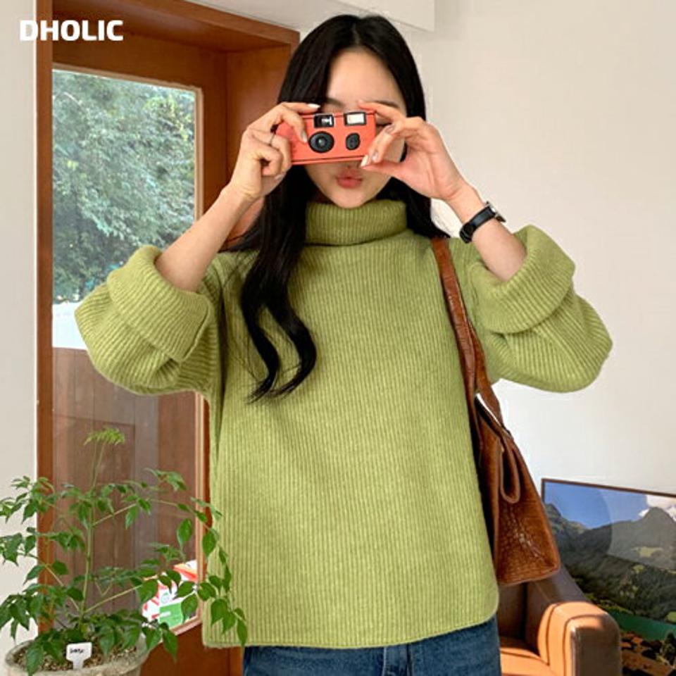 タートルネッククロップドニット・全5色・t58351 レディース 【tops】韓国ファッション トップス ニット 大人 長袖 タートルネック クロップド丈 無地 単色 ベーシック カラーニット シンプル カジュアル 体型カバー フェミニン 上品 デイリー 秋 冬