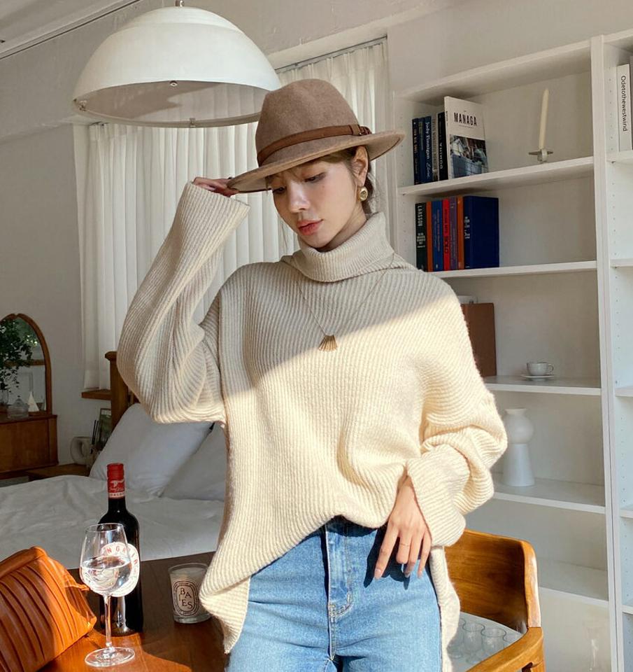 即日配送 タートルネックルーズフィットニット・全6色・t70660 レディース 【tops】 トップス ニット 長袖 タートルネック ルーズ フィット べーシック あたたかい カラーニット カジュアル 体型カバー ゆったり 秋 冬 韓国ファッション ハイホリHIHOLLI