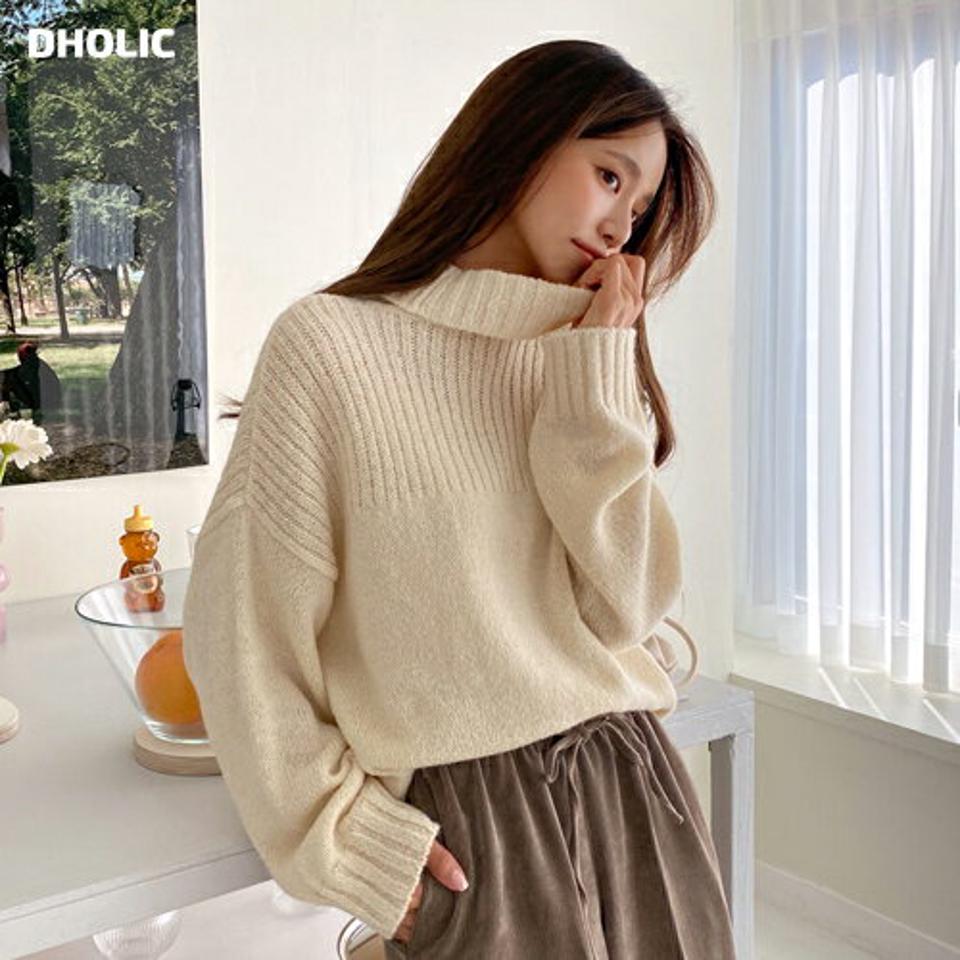 【10%OFF】アルパカ混タートルネックニット・全5色・t65656 レディース 【tops】韓国ファッション トップス ニット 年上 大人 長袖 タートルネック アルパカ混 ルーズ アンバランス 無地 ベーシック シンプル カジュアル フェミニン 上品 秋 冬 旬セール