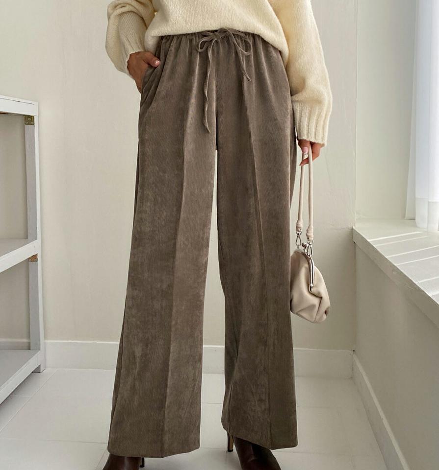 コーデュロイストレートワイドパンツ・全3色・b65665 レディース 【pt】韓国ファッション ボトムス ロング ロングパンツ コーデュロイ ストレート ワイドパンツ 無地 単色 ロング丈 シンプル 足長 美脚 フェミニン 秋 冬