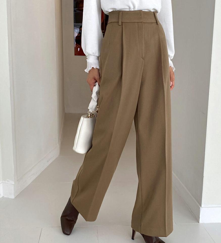 裏起毛タックワイドスラックス・全3色・t65667 レディース 【pt】韓国ファッション ボトムス ロング ロングパンツ スラックスパンツ スラックス 裏起毛 タック ワイド 無地 単色 ベーシック ロング丈 シンプル 体型カバー 足長 美脚 フェミニン 秋 冬