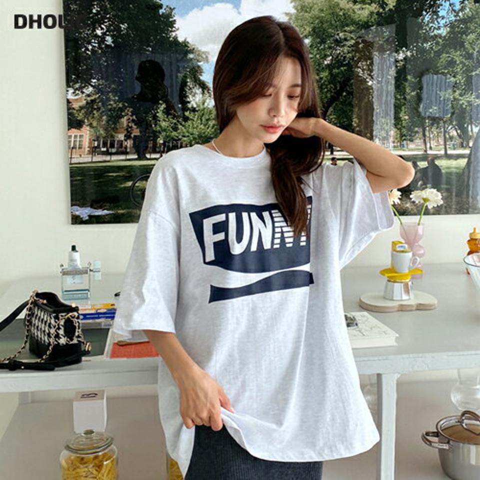 FUNNYオーバーフィット半袖Tシャツ・全3色・t65676 レディース 【tops】韓国ファッション トップス Tシャツ 大人 半袖 ラウンドネック レタリング シンプル オーバーサイズ カジュアル ルーズ 体型カバー 細身 フェミニン デイリー 上品 夏 秋