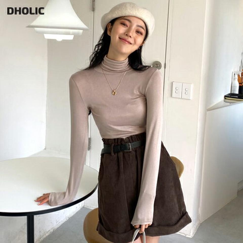 モダール混タートルネックTシャツ・全4色・t62975 レディース 【tops】韓国ファッション トップス Tシャツ 大人 長袖 タートルネック モダール混 無地 ベーシック シンプル カジュアル スリム 体型カバー 細身 フェミニン デイリー 上品 秋 春