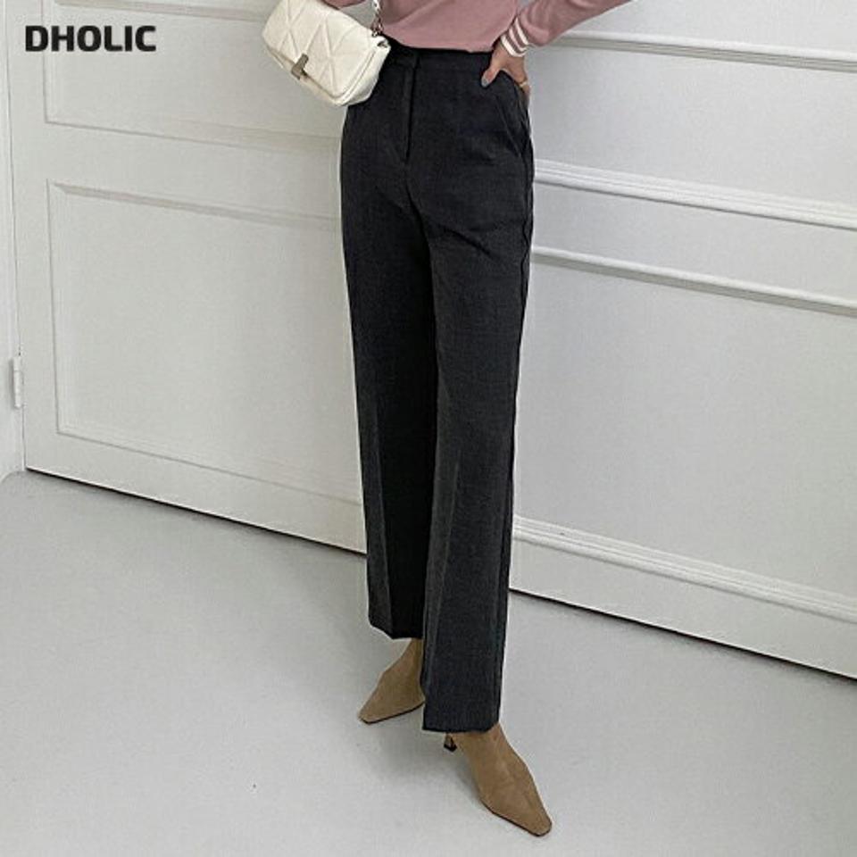 セミスリムフィットスラックス・全2色・t70647 レディース 【pt】 ボトムス ロング ロングパンツ スラックス セミ スリム フィット オフィスカジュアル カジュアル ストレート 秋 冬 韓国ファッション ハイホリHIHOLLI