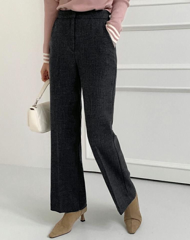 セミスリムフィットスラックス・全2色・t70647 レディース 【pt】 ボトムス ロング ロングパンツ スラックス セミ スリム フィット オフィスカジュアル カジュアル ストレート 秋 冬 韓国ファッション ハイホリHIHOLLI