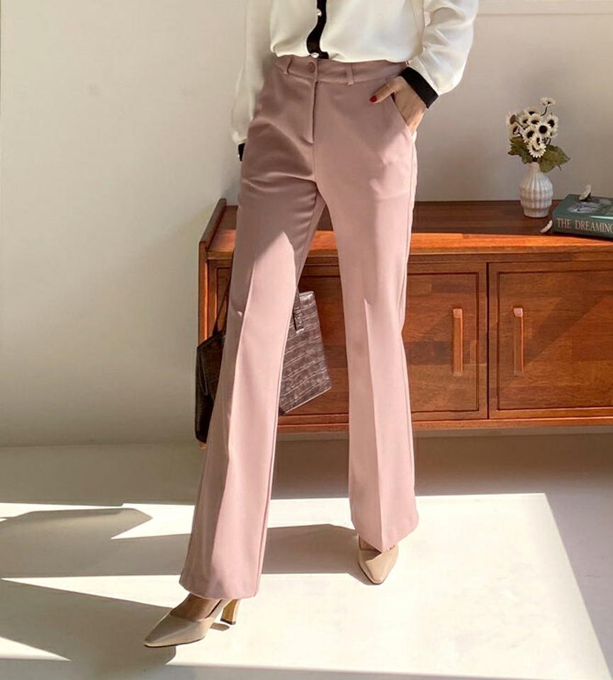 【マラソン特価】≪人気商品再入荷≫裏起毛フレアスラックスパンツ・全2色・t58352 レディース 【pt】韓国ファッション ボトムス ロングパンツ スラックスパンツ スラックス 裏起毛 フレア 無地 単色 ベーシック ポケット シンプル カラーパンツ フェミニン 秋 冬