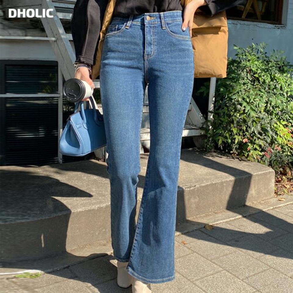 裏起毛フレアデニムパンツ・全1色・t70798 レディース 【pt】 ボトムス ロング ロングパンツ デニム 裏起毛 フレア デニムパンツ スリム フィット タイト 美脚 体型カバー 着痩せ 長足 春 秋 冬 韓国ファッション ハイホリHIHOLLI