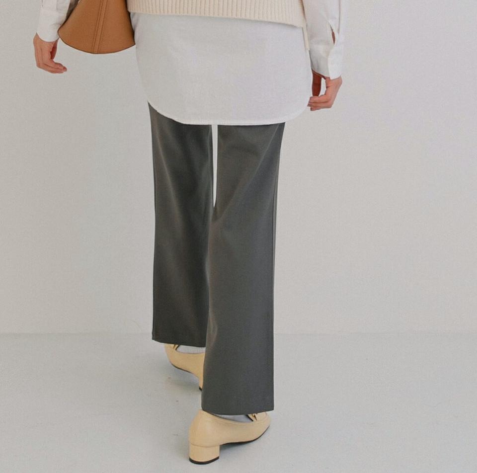 裏起毛フロントスリットスラックス・全2色・t65242 レディース 【pt】韓国ファッション ボトムス パンツ ロング ロングパンツ スラックスパンツ スラックス 裏起毛 スリット ロング丈 無地 足長 細身 着痩せ シンプル 秋 冬 NIJU