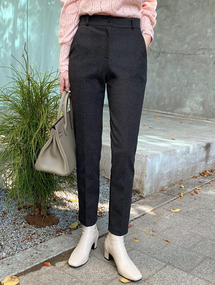 裏起毛ウエストゴムスラックス・全3色・t70800 レディース 【pt】 ボトムス ロング ロングパンツ 裏起毛 ゴム スラックス オフィスカジュアル オフィス ストレート 着痩せ 長足 春 秋 冬 韓国ファッション ハイホリHIHOLLI