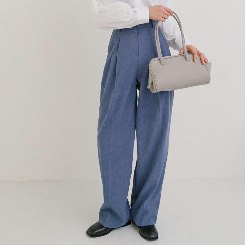 スエード調ワイドスラックス・全3色・t65243 レディース 【pt】韓国ファッション ボトムス パンツ ロング ロングパンツ スラックスパンツ スエード調 カラーパンツ ワイド ツータック ロング丈 無地 足長 細身 着痩せ シンプル 秋 冬 NIJU