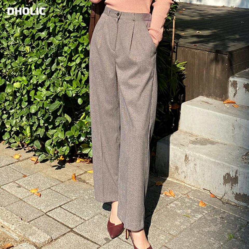 ハウンドトゥースパンツ・全2色・t70801 レディース 【pt】 ボトムス ロング ロングパンツ ハウンドトゥース チェック ワイド ストレート 楽ちん カジュアル 体型カバー 着痩せ 長足 春 秋 冬 韓国ファッション ハイホリHIHOLLI