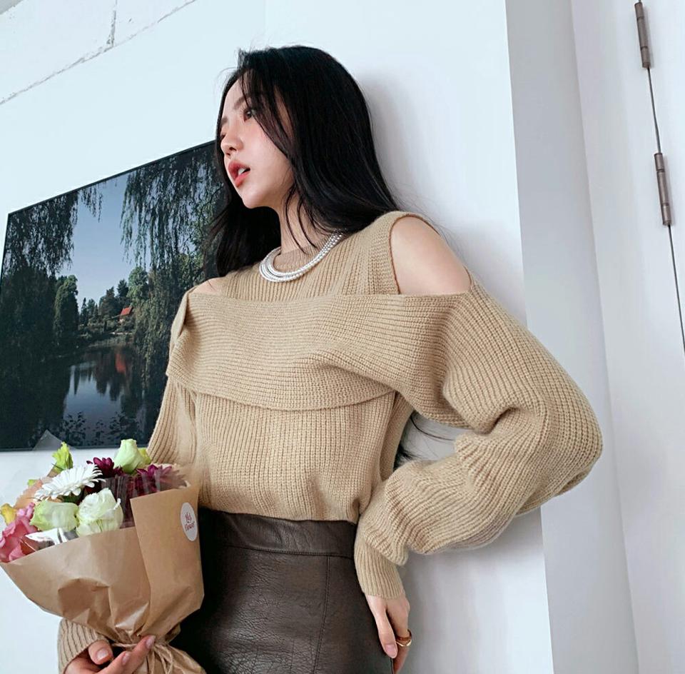 即日配送 ウール混ラウンドスリットニット・全3色・t66111 レディース 【tops】韓国ファッション トップス ニット 大人 長袖 ラウンドネック ウール混 スリット ユニーク 無地 シンプル カジュアル 体型カバー フェミニン 上品 秋 冬【CH】