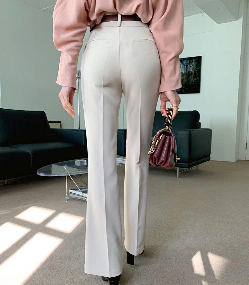 ハイウエストフレアスラックス・全4色・t66124 レディース 【pt】韓国ファッション ボトムス ロング ロングパンツ スラックスパンツ スラックス ハイウエスト フレア 無地 単色 ベーシック ロング丈 シンプル 体型カバー 足長 美脚 フェミニン 秋 冬