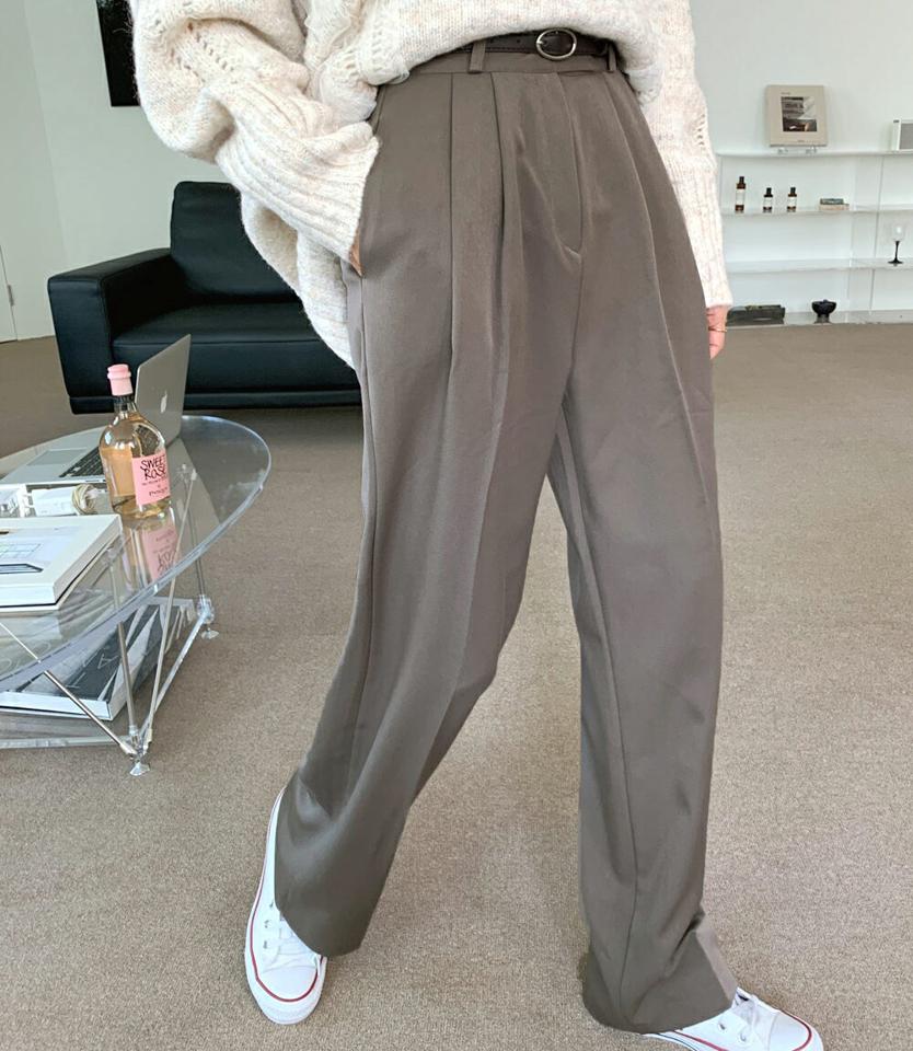 ツータックワイドスラックス・全3色・t66125 レディース 【pt】韓国ファッション ボトムス ロング ロングパンツ スラックスパンツ スラックス ツータック ワイド 無地 単色 ベーシック ロング丈 シンプル 体型カバー 足長 美脚 フェミニン 秋 冬