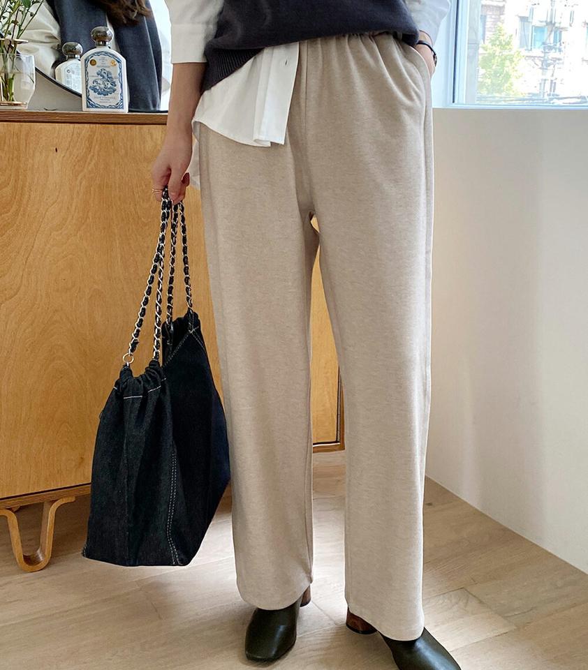 ウエストゴムワイドパンツ・全4色・b00533 レディース 【pt】パンツ ズボン ロングパンツ ワイドパンツ ウエストゴム 単色 無地 シンプル ベーシック 大人 カジュアル 秋 冬 韓国ファッション ハイホリHIHOLLI