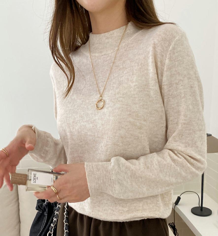 ハーフネックニット・全8色・t00514 レディース 【tops】トップス ニット 長袖 ニットトップス ハーフネック 単色 無地 シンプル ベーシック 大人 カジュアル 秋 冬 韓国ファッション ハイホリHIHOLLI