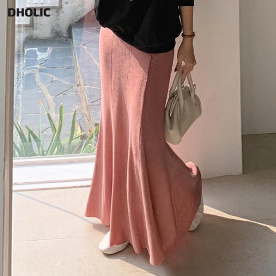 リブロングマーメイドスカート・全3色・b58406 レディース 【sk】韓国ファッション ボトムス スカート ロング ロングスカート パステル リブ マーメイド ロング丈 カラーアイテム ハイウエスト 光沢 大人 フェミニン 無地 ベーシック シンプル 体型カバー 秋 冬249