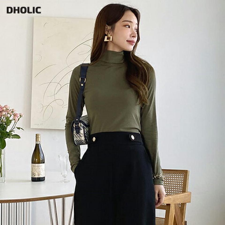 タートルネック長袖Tシャツ・全7色・t70709 レディース 【tops】トップス Tシャツ 長袖 ロンT ハイネック タートルネック 単色 無地 シンプル ベーシック 大人 カジュアル 秋 冬 韓国ファッション ハイホリHIHOLLI
