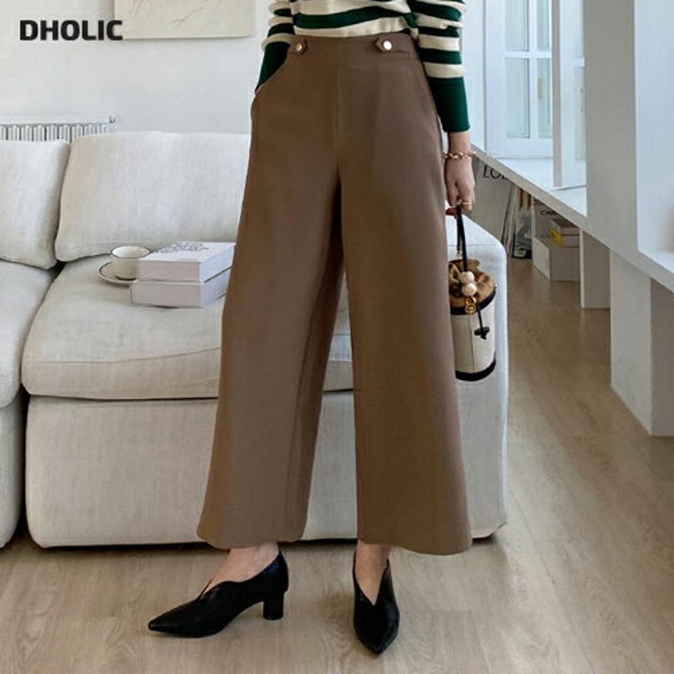 ゴールドボタンワイドパンツ・全3色・b70720 レディース 【pt】パンツ ズボン ロングパンツ ワイドパンツ ゴールドボタン 単色 無地 シンプル 大人 オフィスカジュアル きれいめ 高級感 上品 秋 冬 韓国ファッション ハイホリHIHOLLI