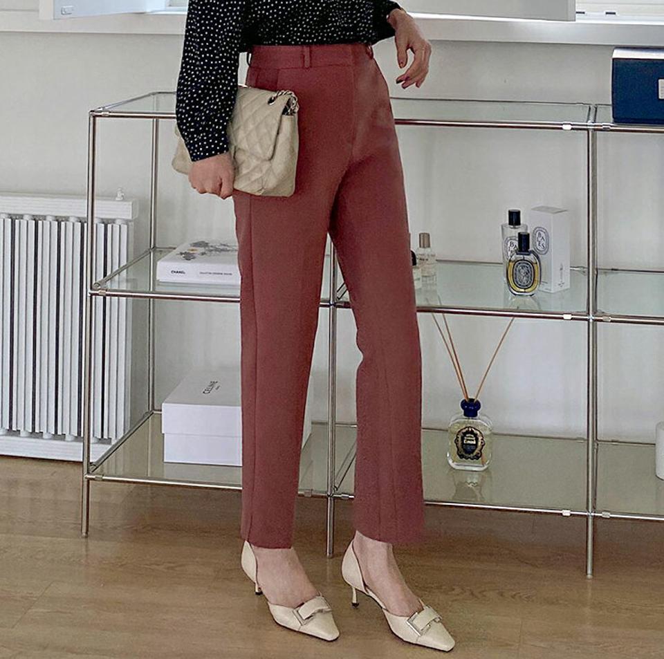 スリムテーパードスラックス・全5色・t70726 レディース 【pt】スラックス パンツ ズボン ロングパンツ スリム テーパードパンツ 単色 無地 シンプル オフィスカジュアル 大人 秋 冬 韓国ファッション ハイホリHIHOLLI