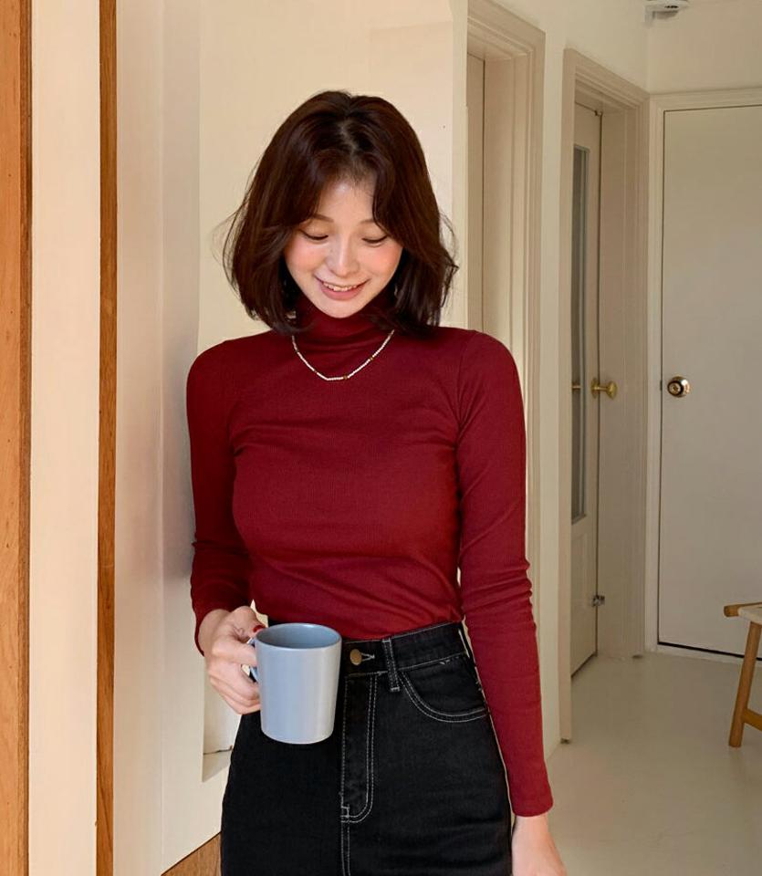 【LUCKY PRICE】リブタートルネックTシャツ・全6色・t63054 レディース 【tops】韓国ファッション トップス Tシャツ 大人 長袖 タートルネック リブ 無地 ベーシック シンプル カジュアル スリム 体型カバー 細身 フェミニン デイリー 上品 秋 冬 セール