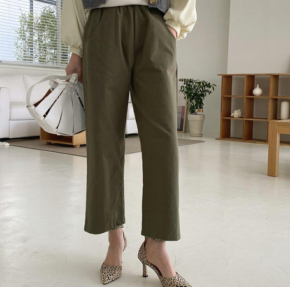 コットンワイドパンツ・全5色・t00209 レディース 【pt】 ボトムス ロング ロングパンツ コットン ワイド ストレート 楽ちん カジュアル 着痩せ 長足 春 秋 冬 韓国ファッション ハイホリHIHOLLI