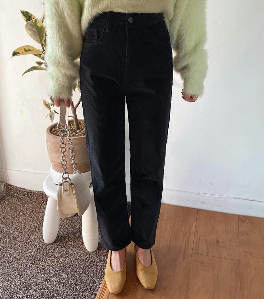 マスクストラップ付ストレートコーデュロイパンツ・全3色・t01225 レディース 【pt】韓国ファッション ボトムス パンツ ロング ロングパンツ コーデュロイパンツ ストレート ロング丈 足長 細身 着痩せ 体型カバー 無地 ハイウエスト 秋 冬 NIJU