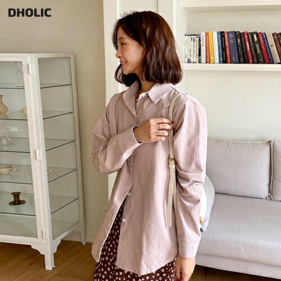 即日配送 パステルカラーシャツ・全7色・t65279 レディース 【bl】韓国ファッション トップス シャツ 長袖 カラーネックク 起毛 上品 ボタン 無地 単色 ベーシック シンプル カジュアル ルーズ 体型カバー ガーリー 秋 冬