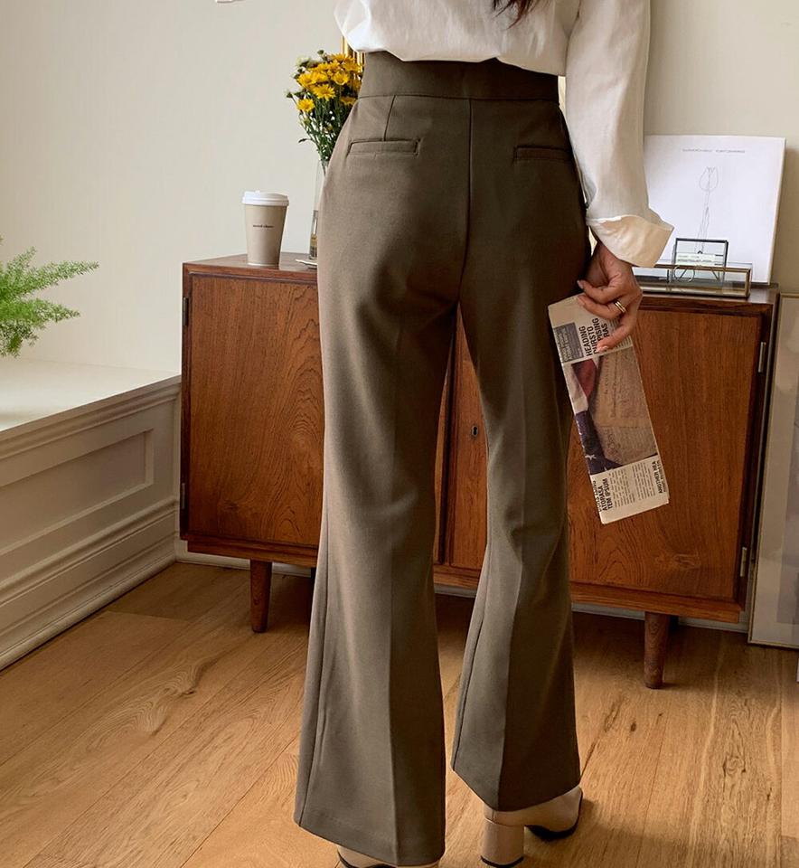 裏起毛フレアスラックス・全3色・t65299 レディース 【pt】韓国ファッション ボトムス ロング ロングパンツ スラックスパンツ スラックス 裏起毛 フレア 無地 単色 ロング丈 シンプル 足長 美脚 フェミニン 秋 冬