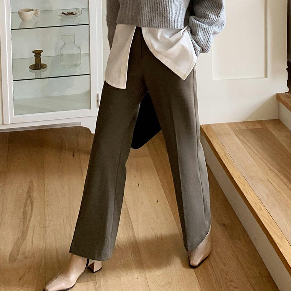 裏起毛フレアスラックス・全3色・t65299 レディース 【pt】韓国ファッション ボトムス ロング ロングパンツ スラックスパンツ スラックス 裏起毛 フレア 無地 単色 ロング丈 シンプル 足長 美脚 フェミニン 秋 冬
