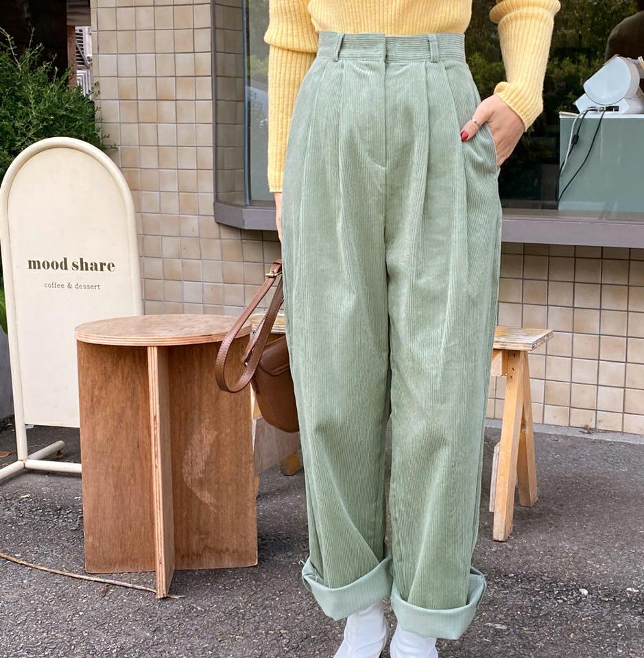 コーデュロイワイドスラックス・全3色・t65300 レディース 【pt】韓国ファッション ボトムス ロング ロングパンツ スラックスパンツ スラックス コーデュロイ ワイド 無地 単色 ベーシック ロング丈 シンプル 体型カバー 足長 美脚 フェミニン 秋 冬