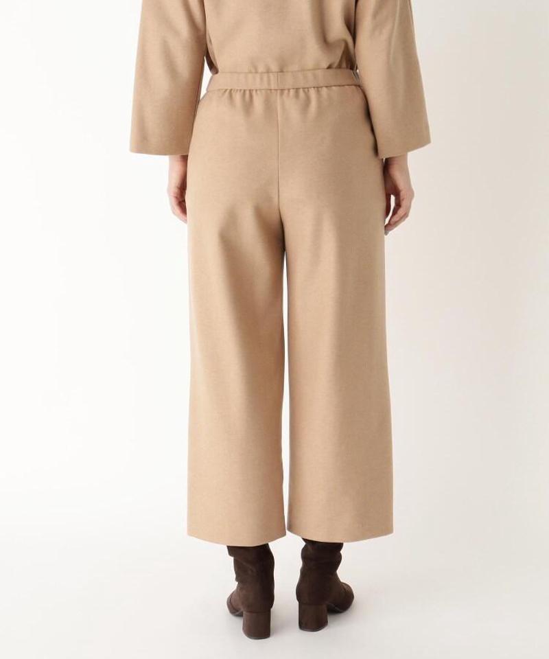 「Lサイズ」ウール混フェイクボタンセミワイドパンツ