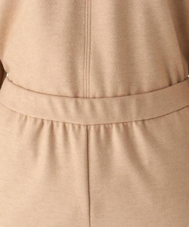 「Lサイズ」ウール混フェイクボタンセミワイドパンツ