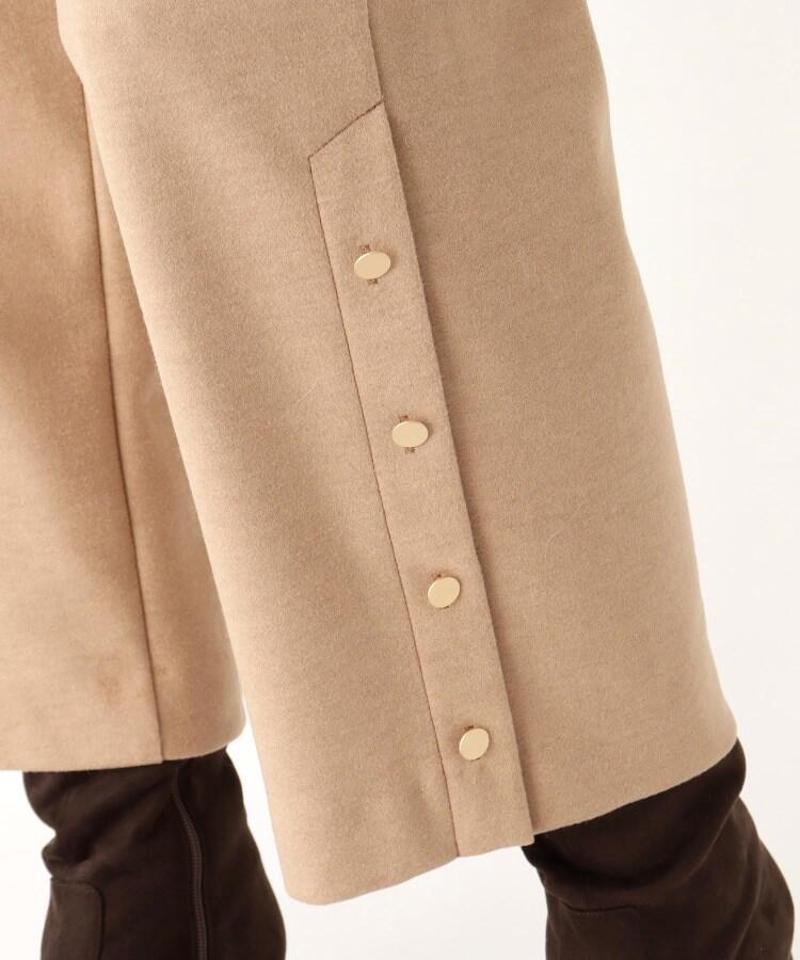 「Lサイズ」ウール混フェイクボタンセミワイドパンツ