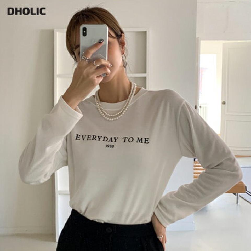 裏起毛刺繍レタリングTシャツ・全3色・t70809 レディース 【tops】トップス Tシャツ 長袖 ロンT レタリング ロゴT 裏起毛 刺繍 カジュアル ラフ シンプル 冬 韓国ファッション ハイホリHIHOLLI