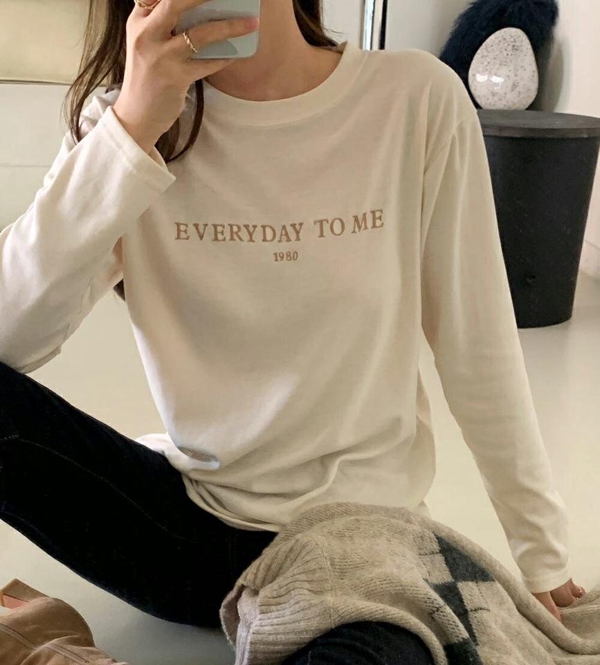 裏起毛刺繍レタリングTシャツ・全3色・t70809 レディース 【tops】トップス Tシャツ 長袖 ロンT レタリング ロゴT 裏起毛 刺繍 カジュアル ラフ シンプル 冬 韓国ファッション ハイホリHIHOLLI
