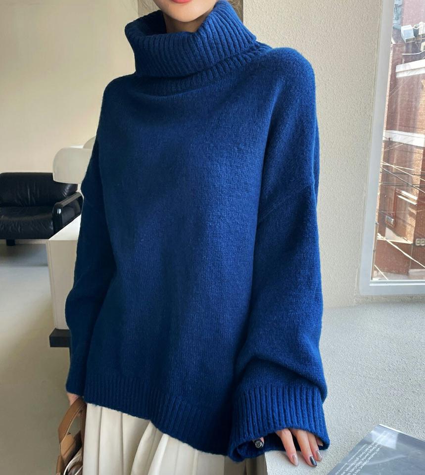 【只今10%OFF】タートルネックルーズニット・全5色・t70815 レディース 【tops】トップス ニット 長袖 ルーズ ゆったり タートルネック 単色 無地 シンプル カジュアル 大人 ラフ 秋 冬 韓国ファッション ハイホリHIHOLLI【ニットセール】