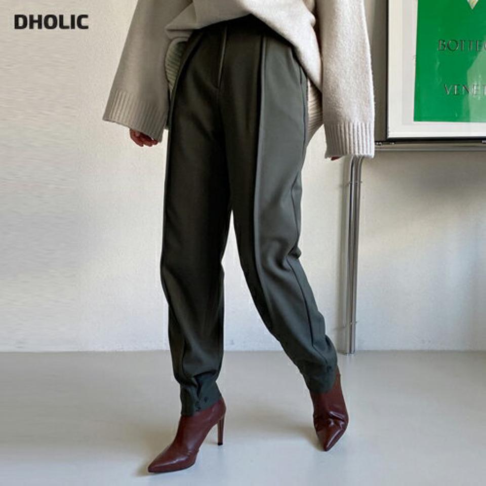 2WAY裏起毛スラックスパンツ・全2色・t70840 レディース 【pt】パンツ スラックス ロングパンツ ズボン 裏起毛 単色 無地 シンプル 大人 テーパードパンツ ストレーとパンツ 冬 韓国ファッション ハイホリHIHOLLI