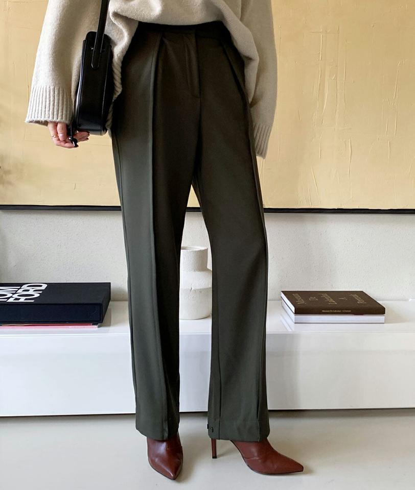 2WAY裏起毛スラックスパンツ・全2色・t70840 レディース 【pt】パンツ スラックス ロングパンツ ズボン 裏起毛 単色 無地 シンプル 大人 テーパードパンツ ストレーとパンツ 冬 韓国ファッション ハイホリHIHOLLI