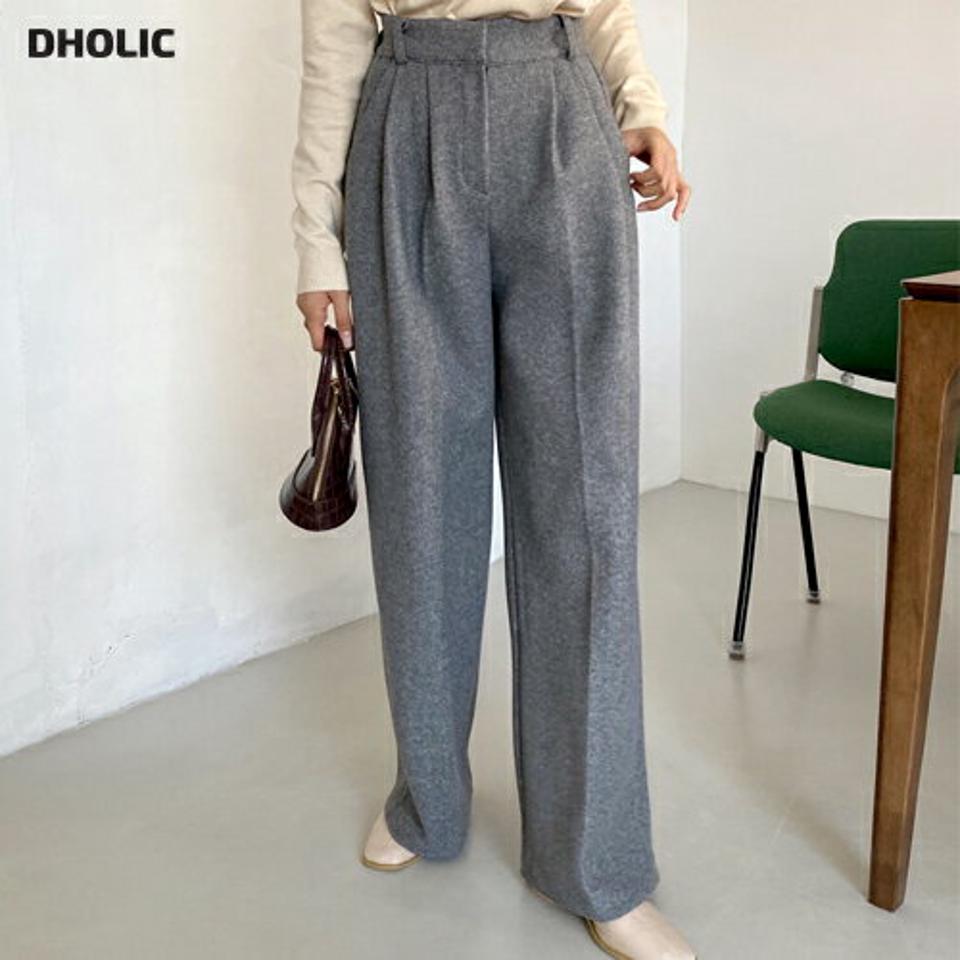 裏起毛タックスラックスパンツ・全2色・t01276 レディース 【pt】韓国ファッション ボトムス パンツ ロング 裏起毛 ワイド スラックス ルーズ ゆったり スリム 美脚 10分丈 十分丈 カジュアル デイリー 秋 冬 NIJU