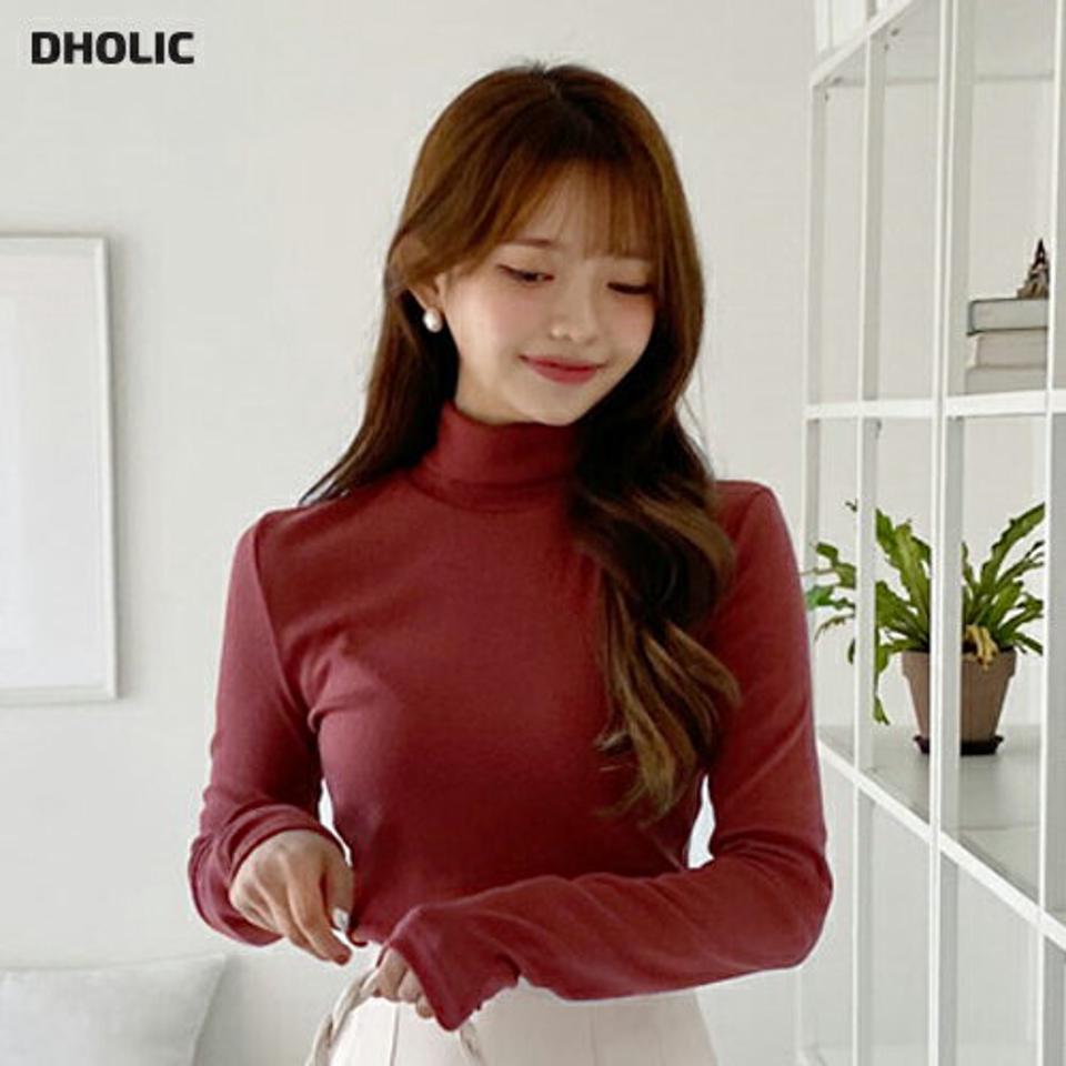 タートルネッククロップドTシャツ・全5色・t01288 レディース 【tops】韓国ファッション トップス Tシャツ 長袖 タートルネック クロップド ソフト ベーシック スリム 体型カバー 細身 デイリー カジュアル 秋 冬 NIJU