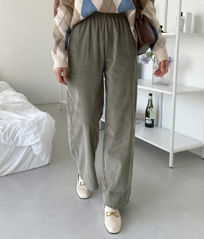 コーデュロイワイドパンツ・全4色・t01279 レディース 【pt】韓国ファッション ボトムス パンツ ロング コーデュロイ ワイド ルーズ ゆったり スリム 体型カバー 美脚 10分丈 十分丈 カジュアル デイリー 秋 冬 NIJU