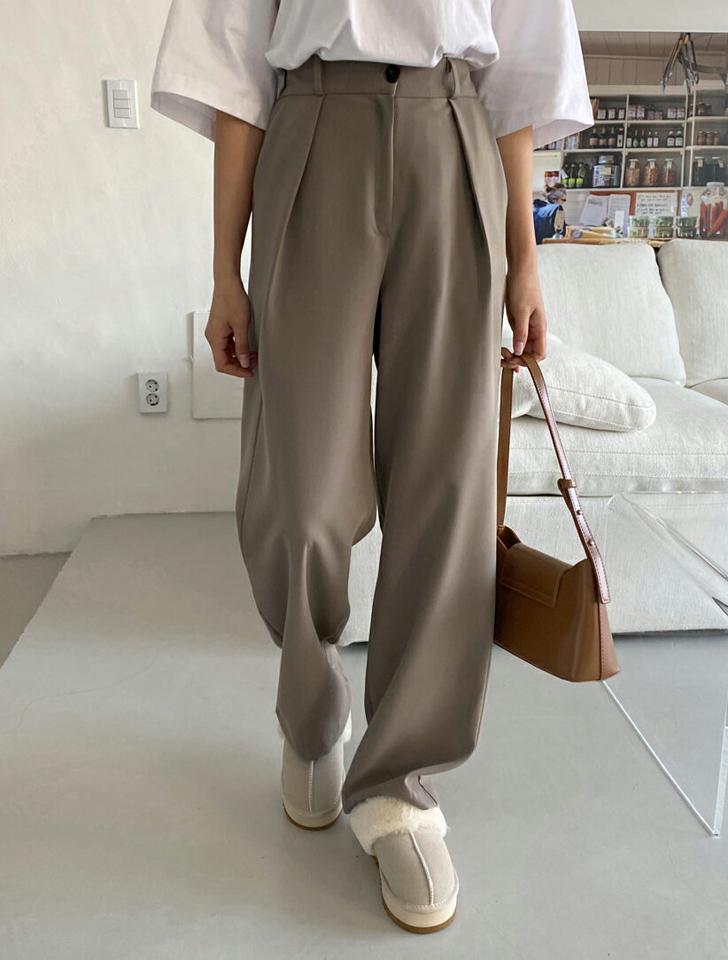 ストレートタックスラックスパンツ・全3色・t01280 レディース 【pt】韓国ファッション ボトムス パンツ ロング ストレート ワイド スラックス ルーズ ゆったり スリム 体型カバー 美脚 10分丈 十分丈 カジュアル オフィスカジュアル 秋 冬 NIJU