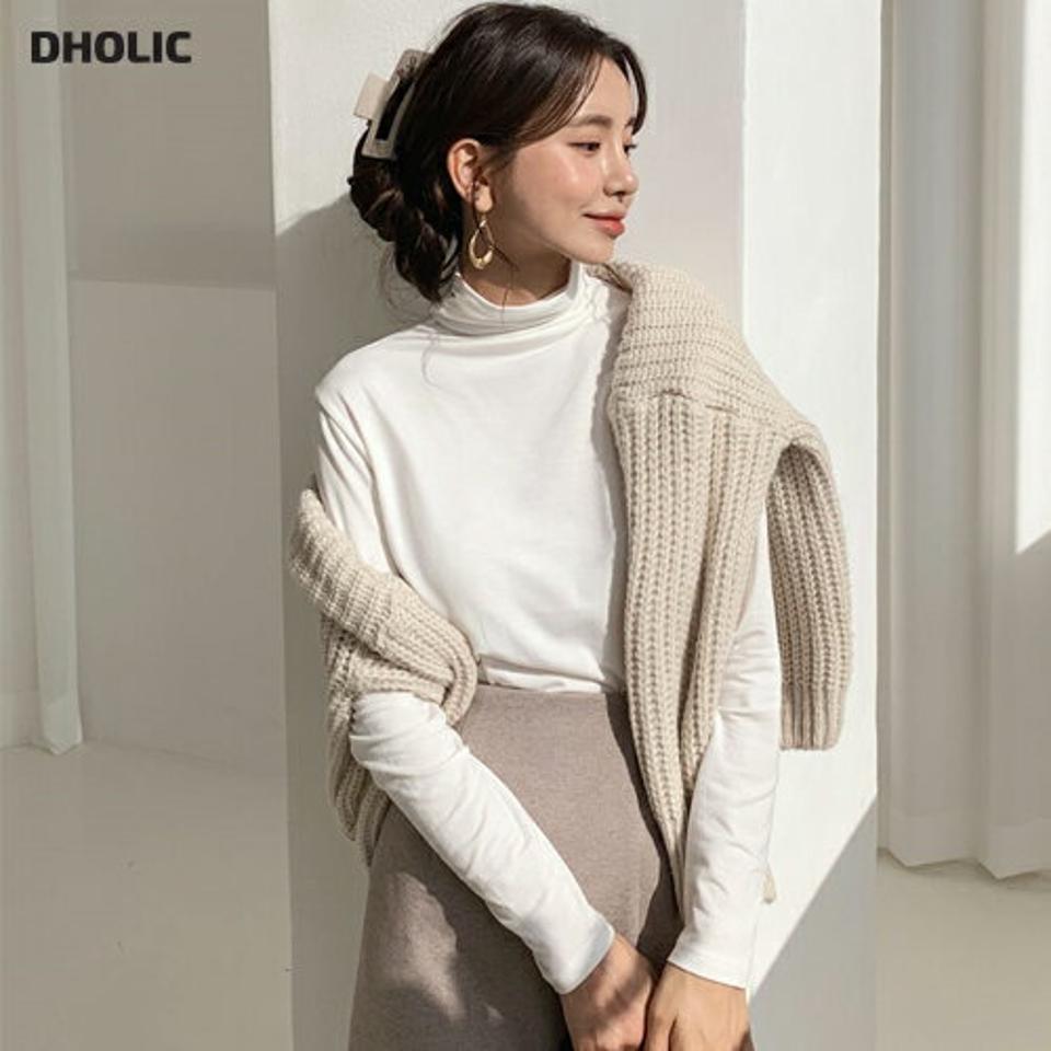 裏起毛ハイネックTシャツ・全5色・e62802 レディース 【tops】韓国ファッション トップス Tシャツ 大人 長袖 ハイネック 裏起毛 無地 ベーシック シンプル スリム フェミニン デイリー プルオーバー クリスマス 暖かい カットソー 上品 高見え 冬