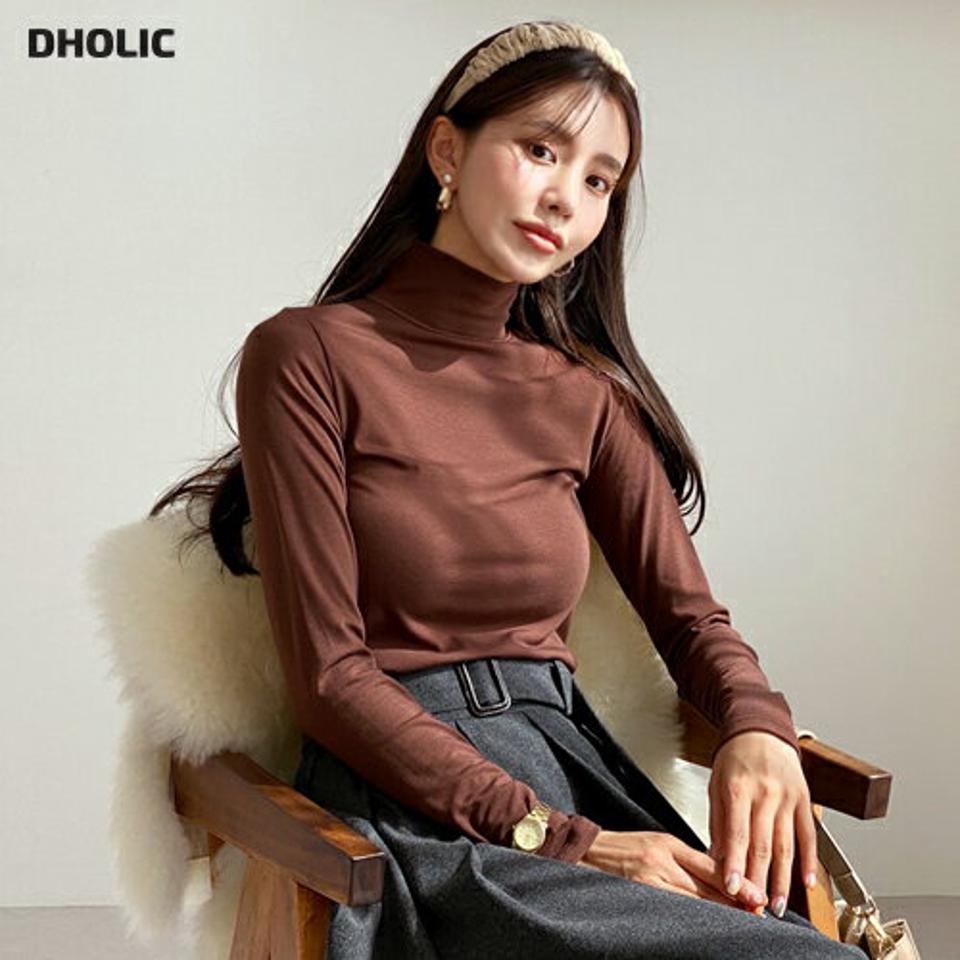 裏起毛ハイネックTシャツ・全6色・e62803 レディース 【tops】韓国ファッション トップス Tシャツ 大人 長袖 ハイネック 裏起毛 無地 ベーシック シンプル カジュアル スリム フェミニン デイリー 上品 秋 冬230