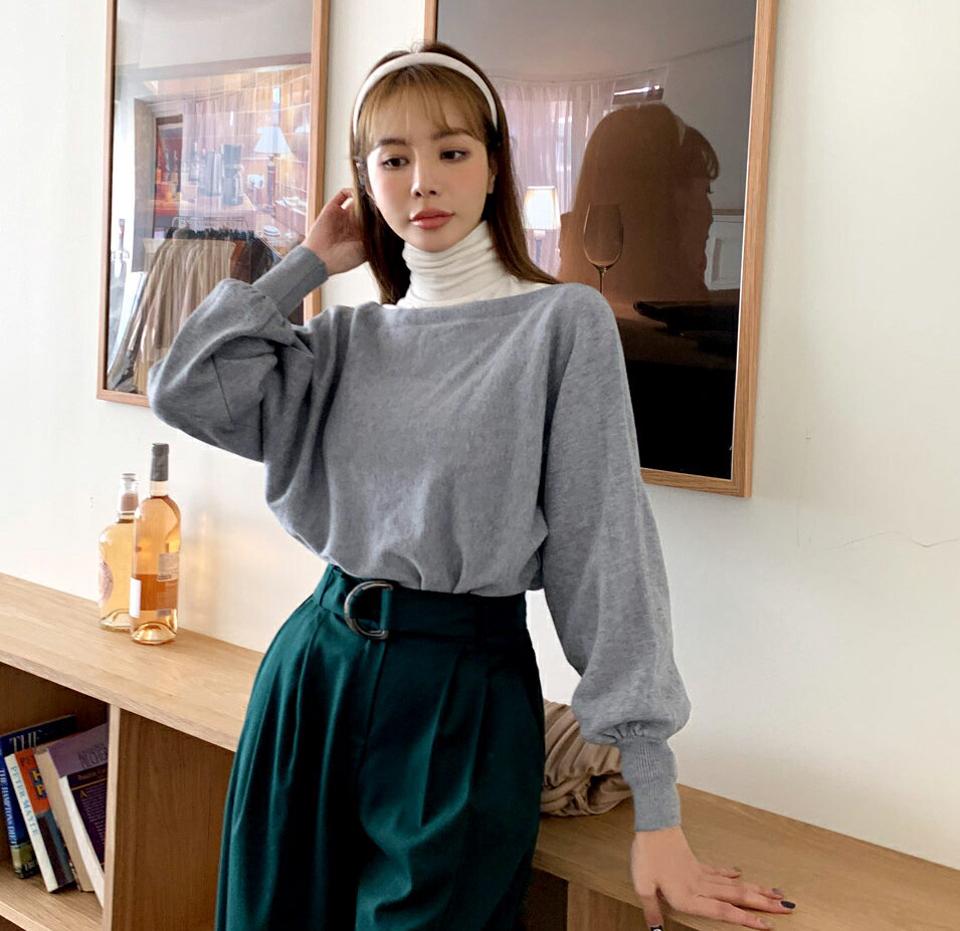 ドルマンボートネックニット・全4色・t00232 レディース 【tops】トップス ニット 年上 長袖 ニットトップス ボートネック ドルマンスリーブ カジュアル フェミニン 単色 無地 シンプル 大人 秋 冬 韓国ファッション ハイホリHIHOLLI