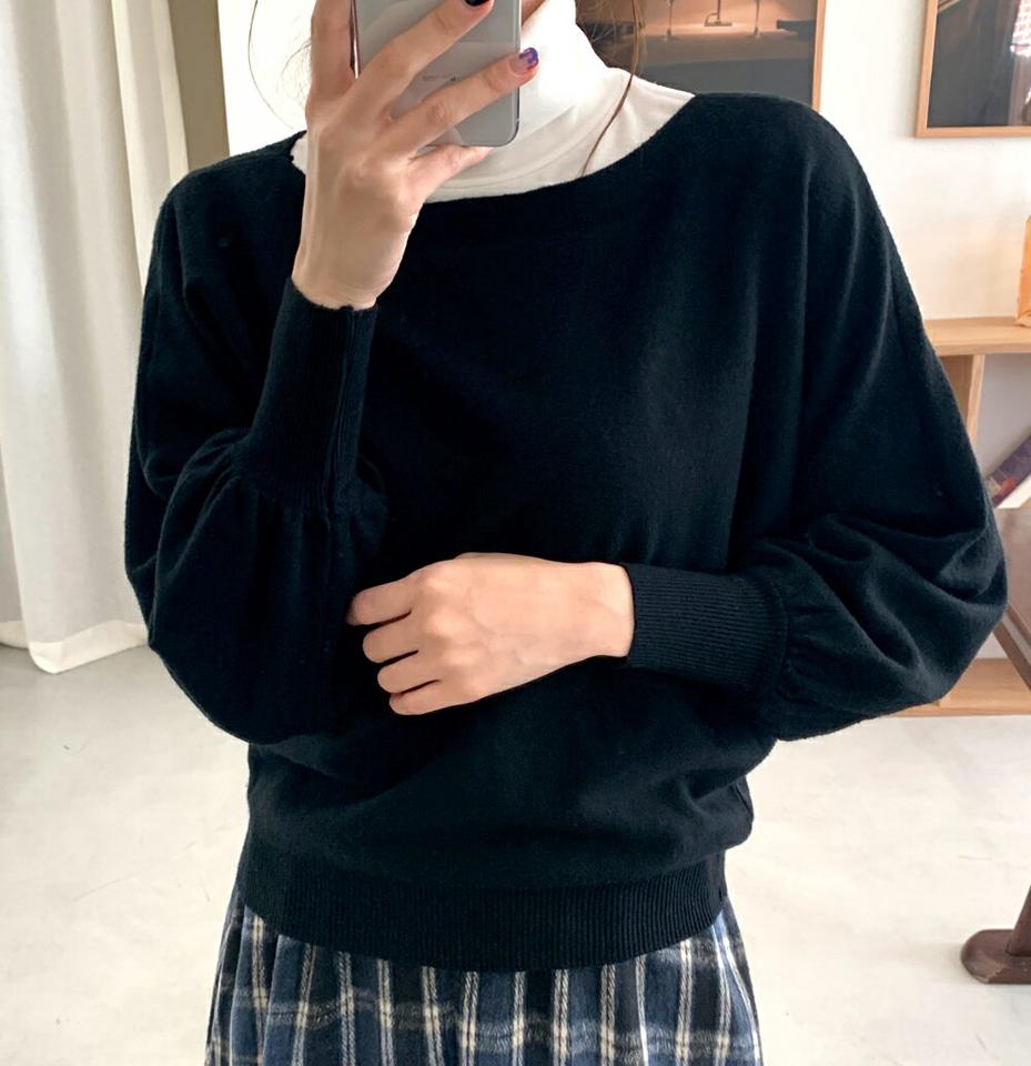 ドルマンボートネックニット・全4色・t00232 レディース 【tops】トップス ニット 年上 長袖 ニットトップス ボートネック ドルマンスリーブ カジュアル フェミニン 単色 無地 シンプル 大人 秋 冬 韓国ファッション ハイホリHIHOLLI