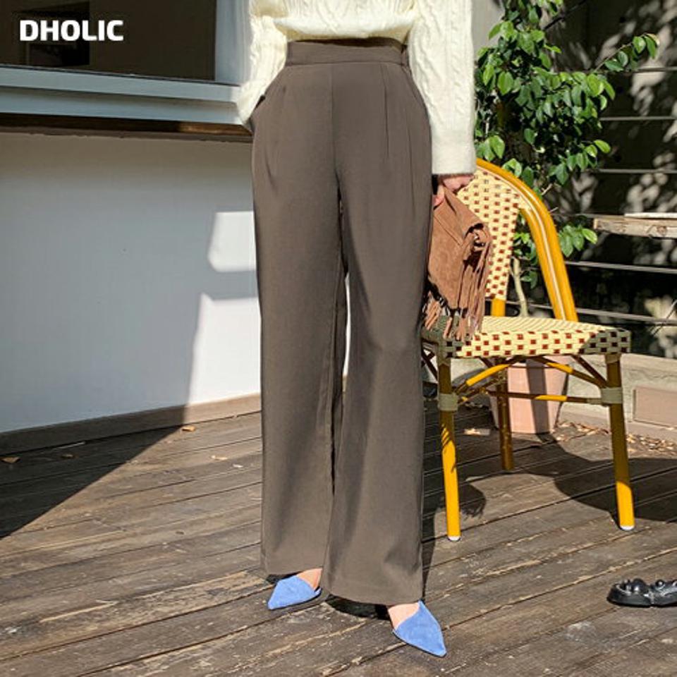 バックゴムワイドフィットパンツ・全3色・b70774 レディース 【pt】パンツ ズボン ロングパンツ 長ズボン ワイドパンツ 単色 無地 シンプル ベーシック 大人 オフィスカジュアル 秋 冬 韓国ファッション ハイホリHIHOLLI