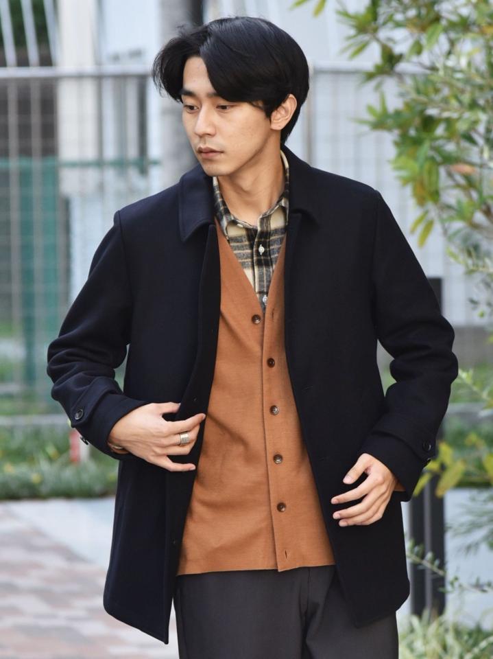 SHIPS: スーパー160'S メリノウール メルトン シングル ピーコート 21FW